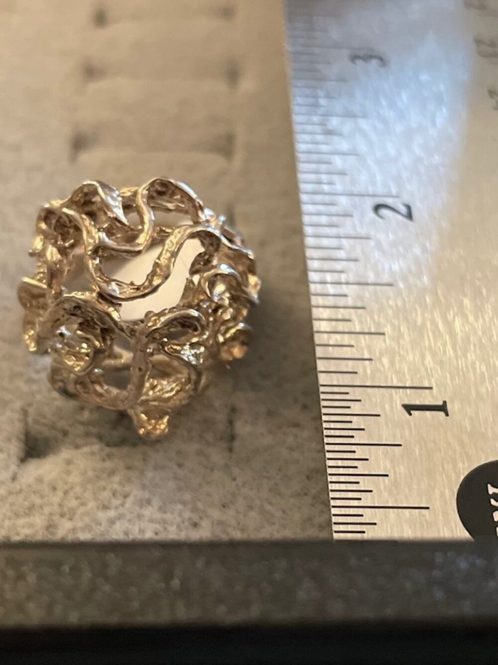 Vintage Sterling Silver Ring Abstract Handmade Statement Free Form Size 6 Boho - Picture 9 of 16
